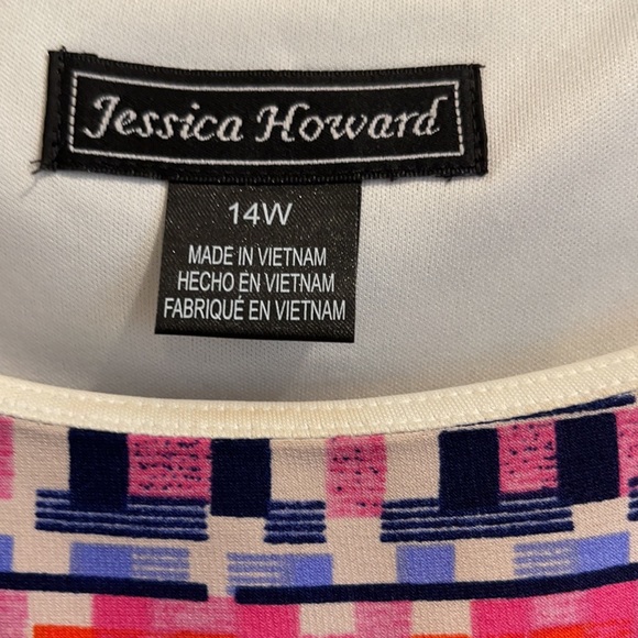 Jessica Howard Sheath Dress Multi color in pink, Navy, cream, red. Cream Liner - Picture 3 of 4